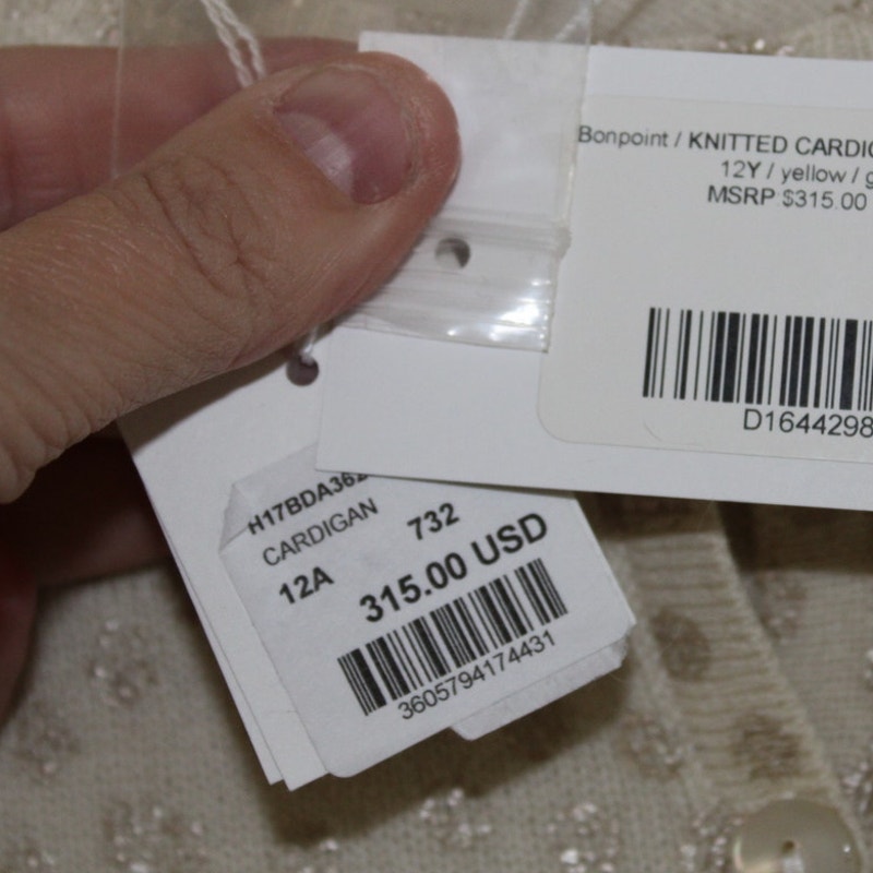 Nwt Bonpoint Cashmere Long Sleeve Button Front Cardigan Sweater Off White Gold — image 6 of 7